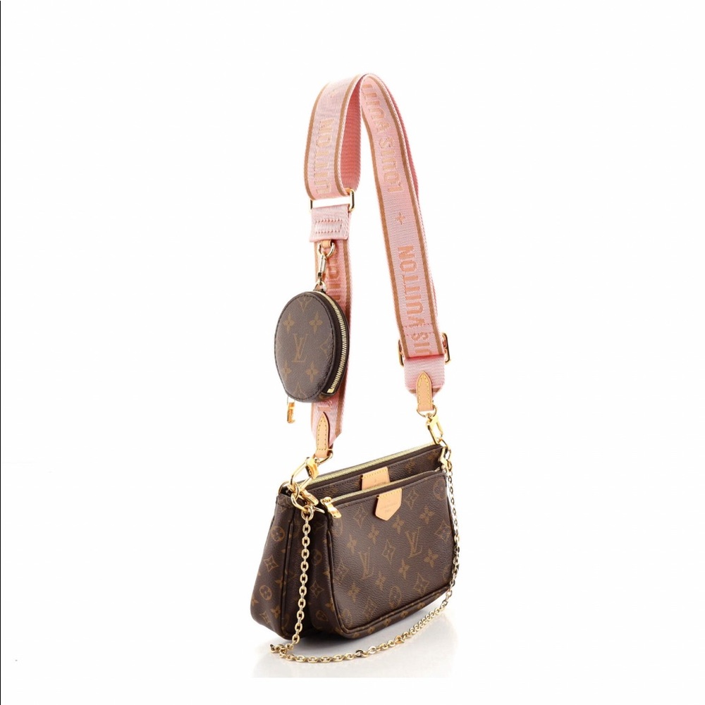 Louis Vuitton multi pochette with pink strap.. used but no damage whatsoever